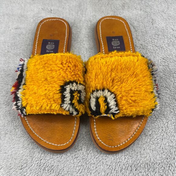 RES IPSA Rug Sandal Womens Slide Sz 8 Yellow Moroccan Comfort Casual Slip On - Picture 7 of 15